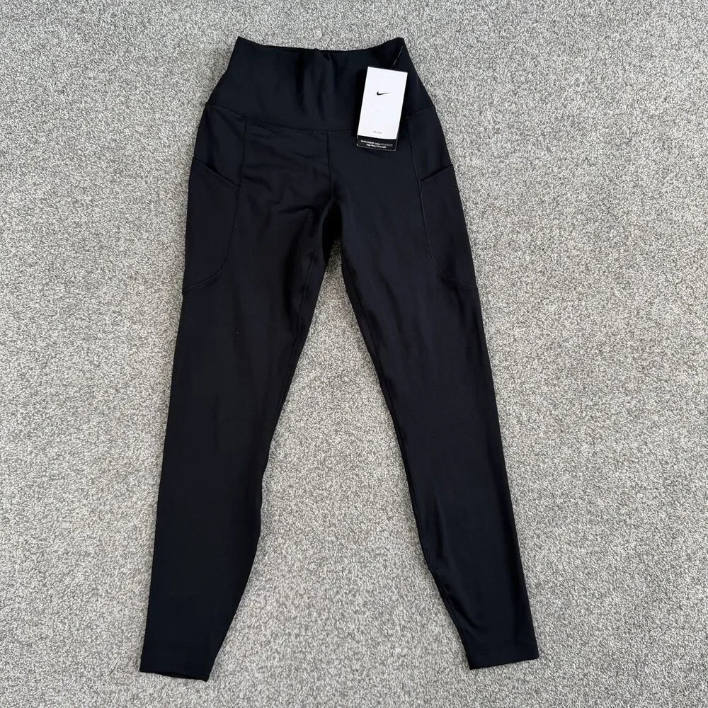 Nike One High-Waisted 7/8 Leggings Pockets Women’s Training Black Size Small NEW